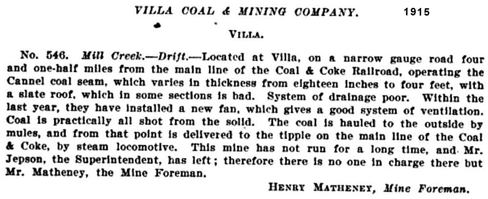 Villa Mine Fire