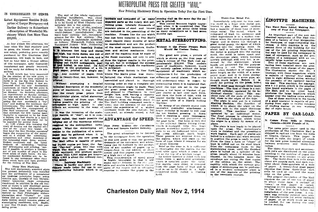 Charleston Newspapers Printing  History